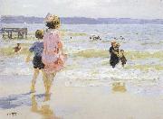 Edward Henry Potthast Prints At the Seashore oil on canvas